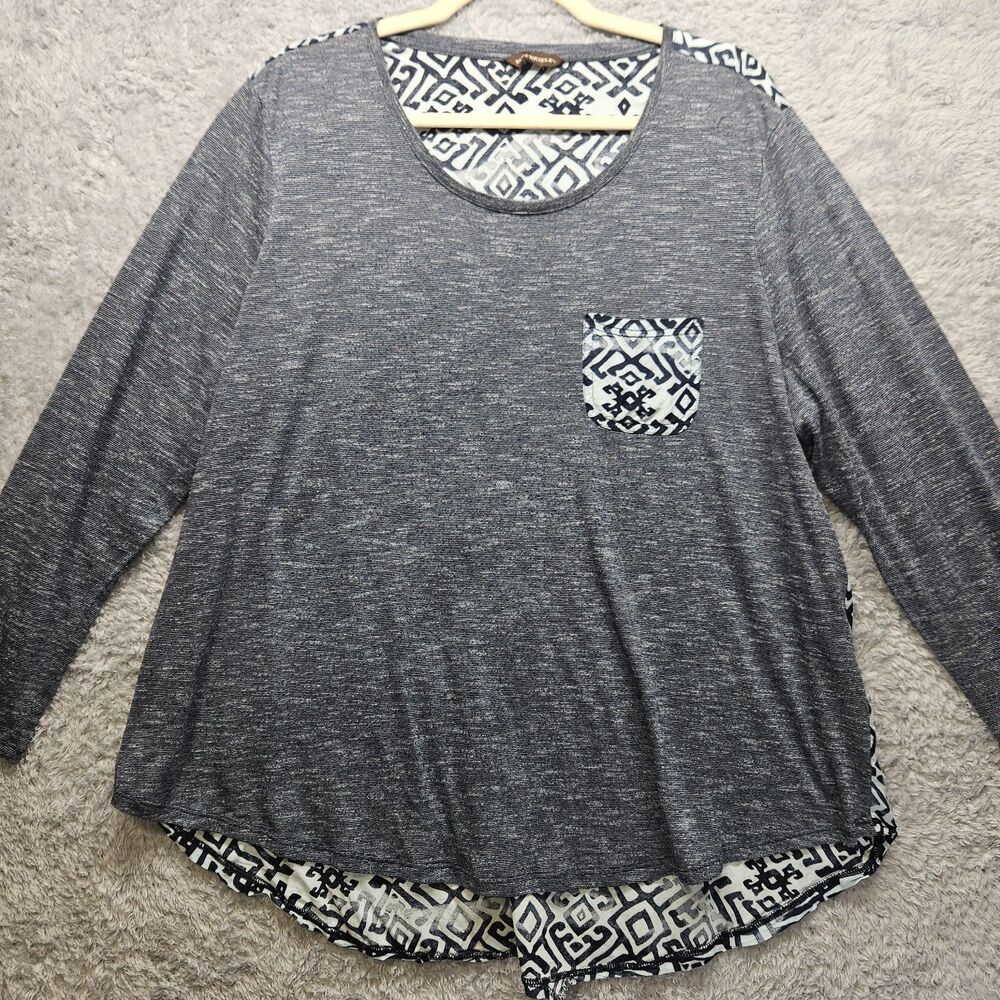 Bit & Bridle Womens Blue Lightweight Flowy Longsleeve Shirt Size L